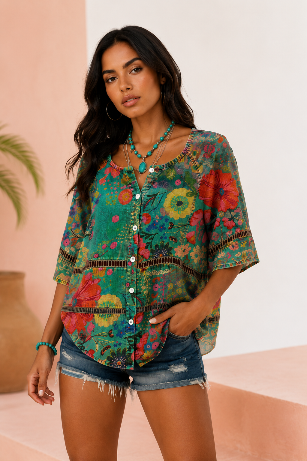 Maria | Blusa vintage con estampado floral