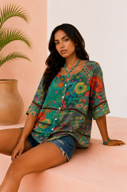 Maria | Blusa vintage con estampado floral