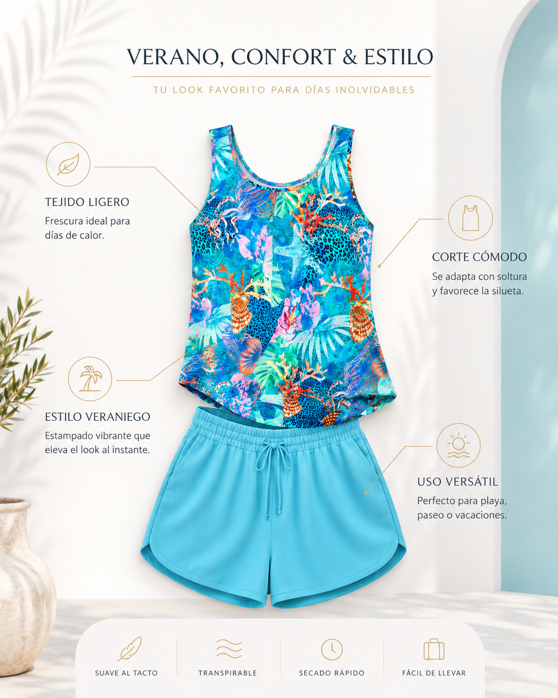 Tatty | Elegante Tankini con efecto vientre plano de Mujer