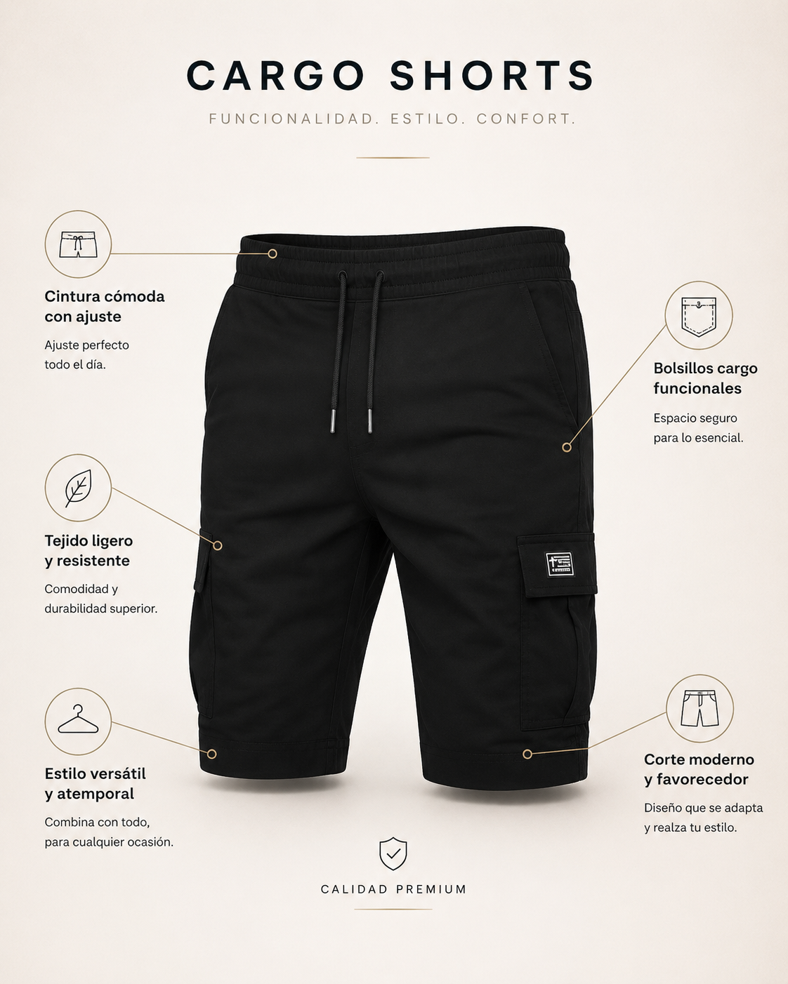 Zack | Pantalones cortos cargo para Hombre